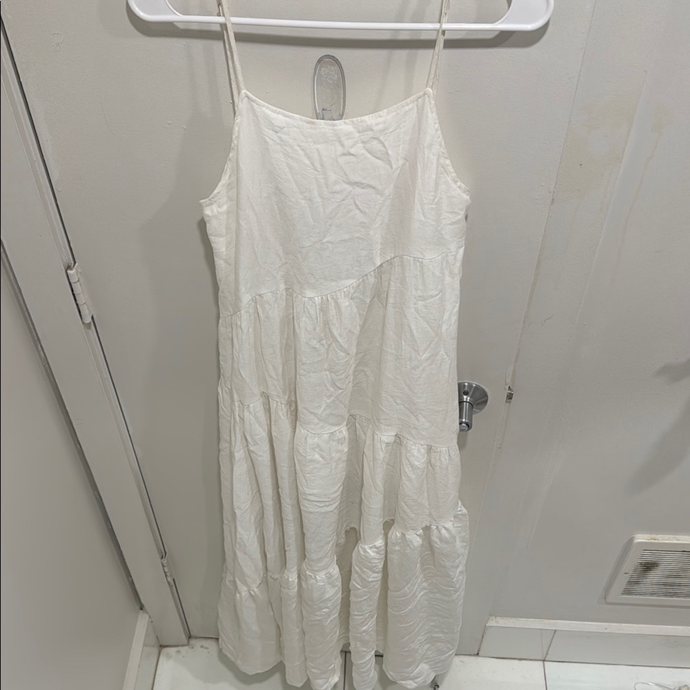 White Tiered Maxi Sundress with Spaghetti Straps